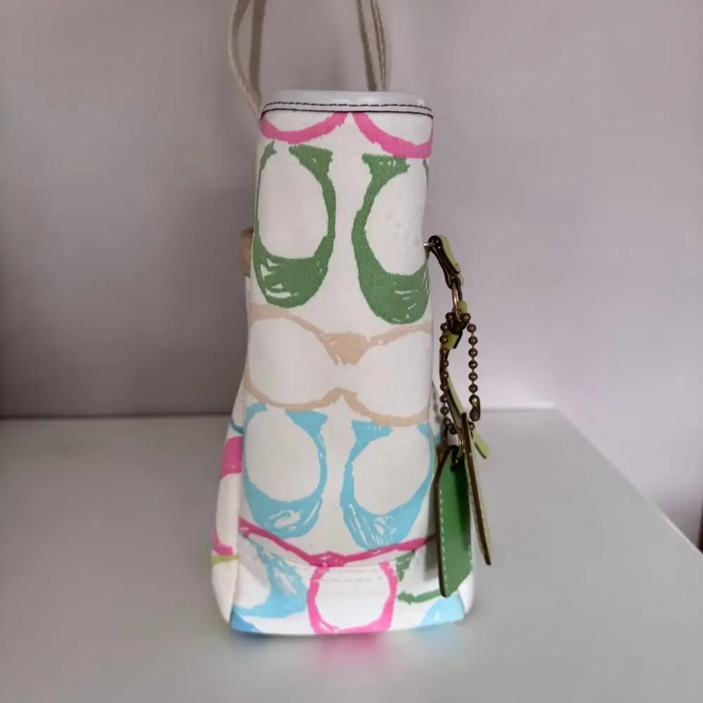 Coach Hamptons Rainbow Pastel Signature Scribble Tote Bag Purse Y2K Style 247 - Picture 6 of 15